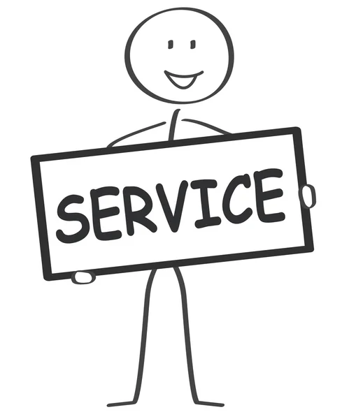 Stick figure holding a sign with text service — Stock Vector