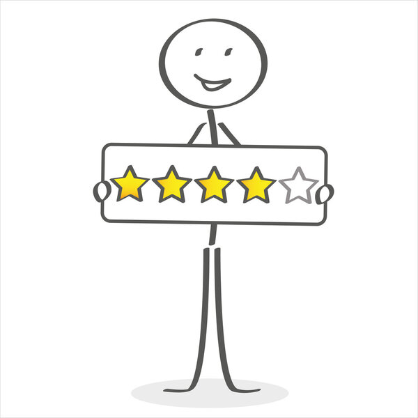stickman give a four star rating feedback