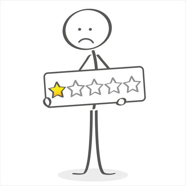 Stickman dar um feedback de uma classificação por estrelas — Vetor de Stock