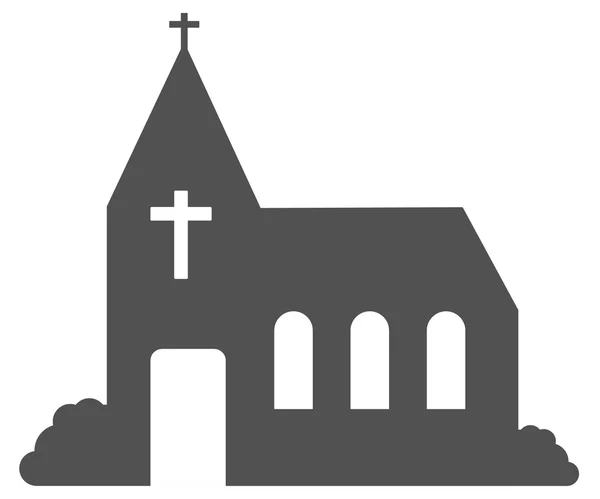 Grijze silhouet van een chruch met een Jezus cross — Stockvector