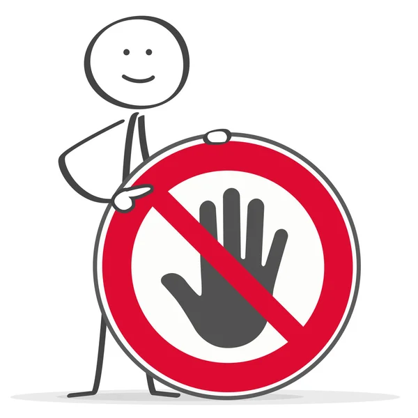 Osoba rysunek Stick nie dotykaj symbol ręki — Wektor stockowy