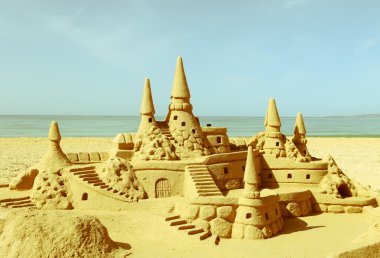 Sandcastle beach retro tarzı üzerinde
