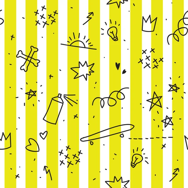 Tonåring tema seamless mönster med gula linjer — Stock vektor