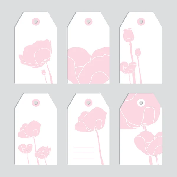 Eine Reihe floraler Tags. leere Etiketten. rosa Blüten — Stockvektor