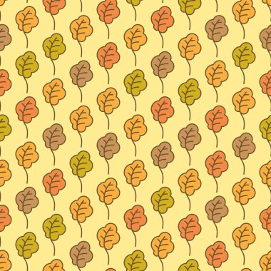 Dikişsiz desen komik sonbahar meşe yaprakları