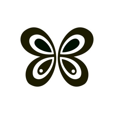 Soyut geometrik siyah kelebek. İşareti veya logosu