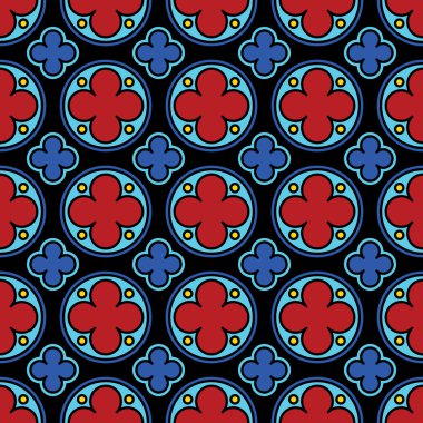 Medieval stained glass gothic seamless pattern clipart