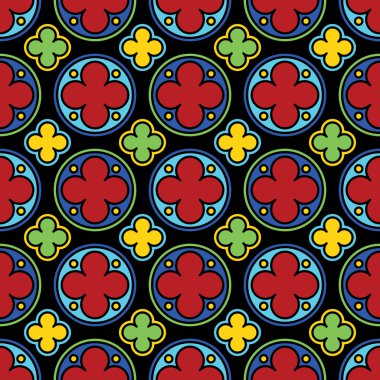 Medieval stained glass gothic seamless pattern clipart
