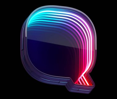 Sonsuz ışık neon yazı tipi. Q harfi.
