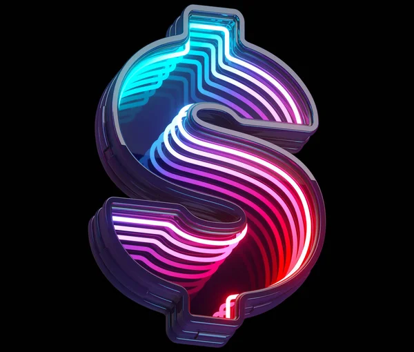 Infinity light neon font. Dollar symbol.