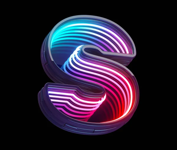 Infinity light neon font. Letter S.