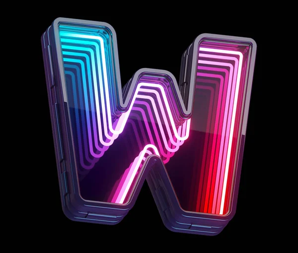 Infinity light neon font. Letter W.