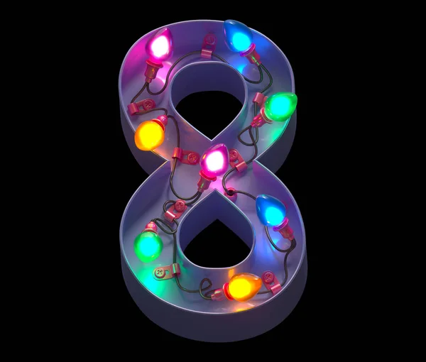 Kleurrijke Slinger Licht Lettertype Nummer — Stockfoto