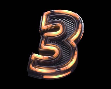 Fütürist turuncu ışık yazı tipi. 3 numara.