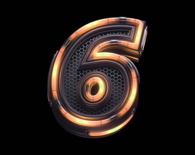 Fütürist turuncu ışık yazı tipi. 6 numara.