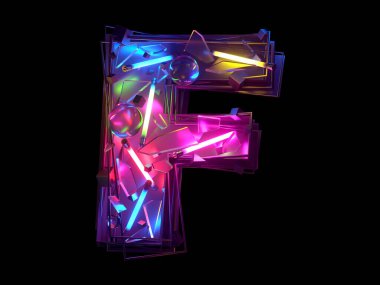 Soyut ultra neon yazı tipi. F harfi..