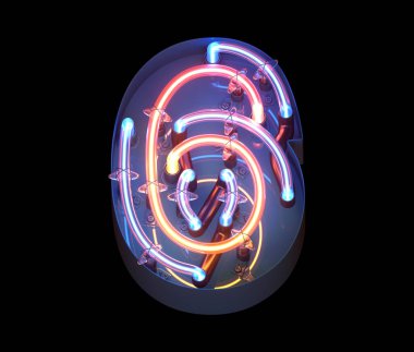 Metal kaplama yazı tipi neon. 6 numara.
