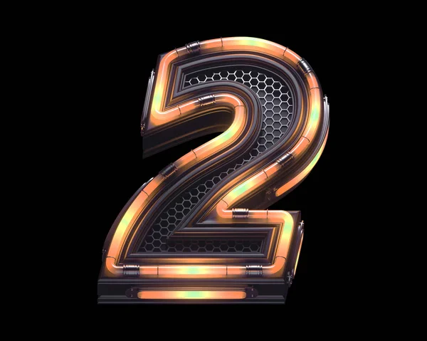 Fütürist turuncu ışık yazı tipi. 2 numara.