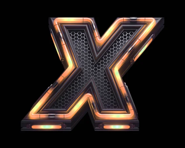 Fütürist turuncu ışık yazı tipi. X harfi.