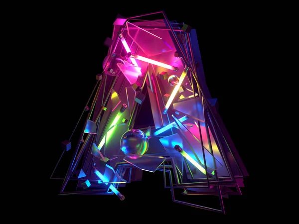 Soyut ultra neon yazı tipi. A harfi..
