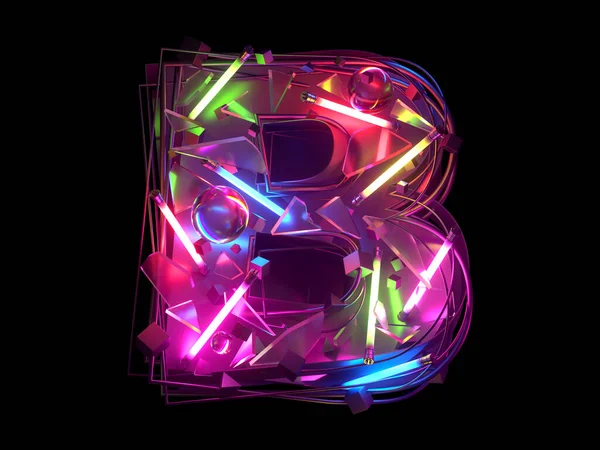 Soyut ultra neon yazı tipi. B harfi..