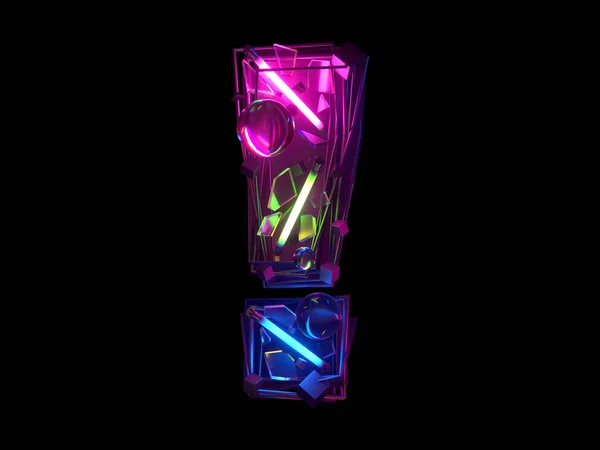 Streszczenie Ultra Neonowej Czcionki Wykrzyknik — Zdjęcie stockowe