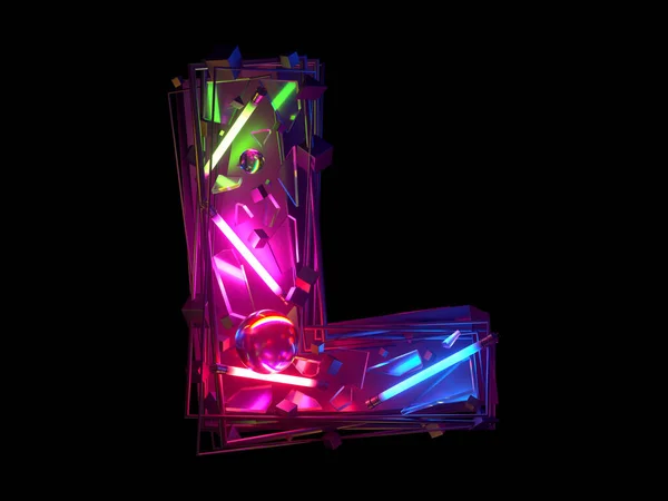 Soyut ultra neon yazı tipi. L harfi..