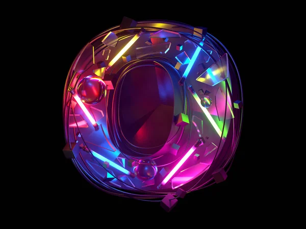 Soyut ultra neon yazı tipi. O harfi.