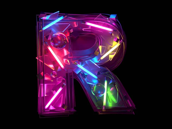 Soyut ultra neon yazı tipi. R harfi.