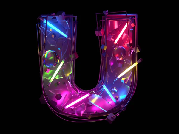 Abstrakt Ultra Neon Teckensnitt Brev — Stockfoto