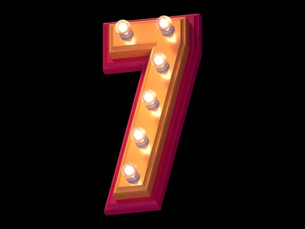 Lichtlamp Gloeiend Lettertype Verlicht Rood Geel Plastic Symbool Nummer — Stockfoto