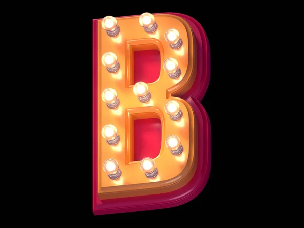 Lichtlamp Gloeiend Lettertype Verlicht Rood Geel Plastic Symbool Brief — Stockfoto