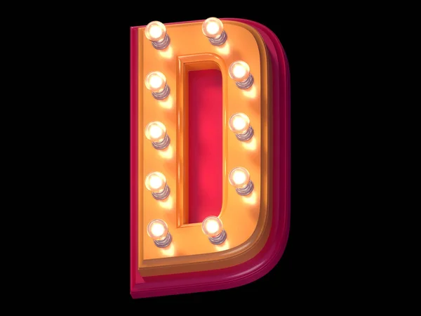 Light Lamp Glowing Font Illuminated Red Yellow Plastic Symbol Letter — Stock Photo, Image