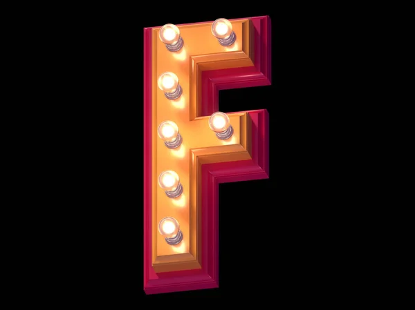 Lichtlamp Gloeiend Lettertype Verlicht Rood Geel Plastic Symbool Brief — Stockfoto