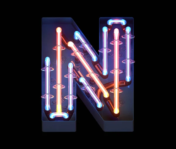 Neon Fémburkolatú Betűtípussal Betű — Stock Fotó