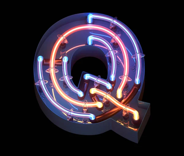 Neon Metallgehäuse Schrift Buchstabe — Stockfoto