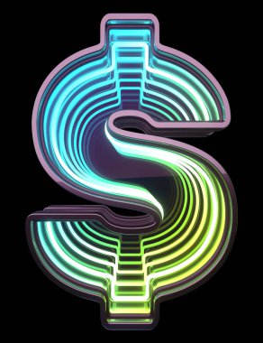 Sonsuz Neon yazı tipi. Miniminnacık. Dolar sembolü.