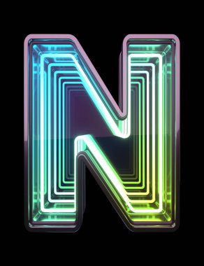 Sonsuz Neon yazı tipi. Miniminnacık. N harfi.