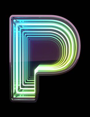 Sonsuz Neon yazı tipi. Miniminnacık. P harfi.