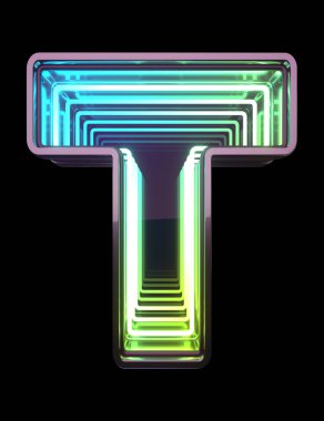 Sonsuz Neon yazı tipi. Miniminnacık. T harfi..
