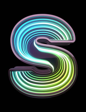 Sonsuz Neon yazı tipi. Miniminnacık. S harfi.