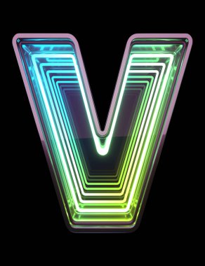 Sonsuz Neon yazı tipi. Miniminnacık. V harfi.