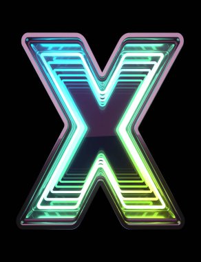 Sonsuz Neon yazı tipi. Miniminnacık. X harfi.