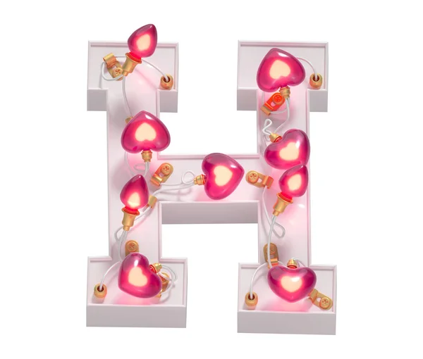 Garland Light Font Valentines Day Letter — Stock Photo, Image