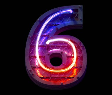 Heavy metal ultra neon yazı tipi. 6 numara..