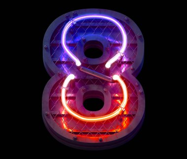 Heavy metal ultra neon yazı tipi. 8 numara..