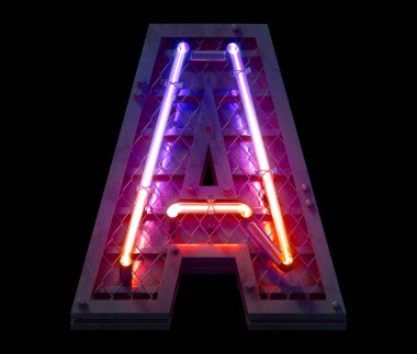 Heavy metal ultra neon yazı tipi. A harfi..