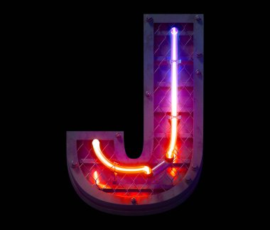 Heavy metal ultra neon yazı tipi. J harfi.