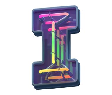 Çok renkli neon yazı tipi. Mektup I.