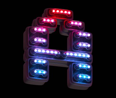 Ultraviyole ışık dijital yazı tipi. A harfi.. 